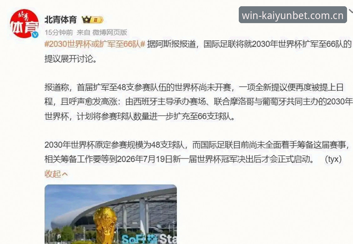 2030世界杯扩军至66队最新动态，中国男足迎来突破良机